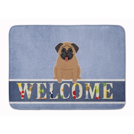 Carolines Treasures Pug Brown Welcome Machine Washable Memory Foam Mat BB5586RUG